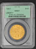 1907 $10 Liberty Gold Eagle – PCGS MS61 – Pre-33 U.S. Gold Coin
