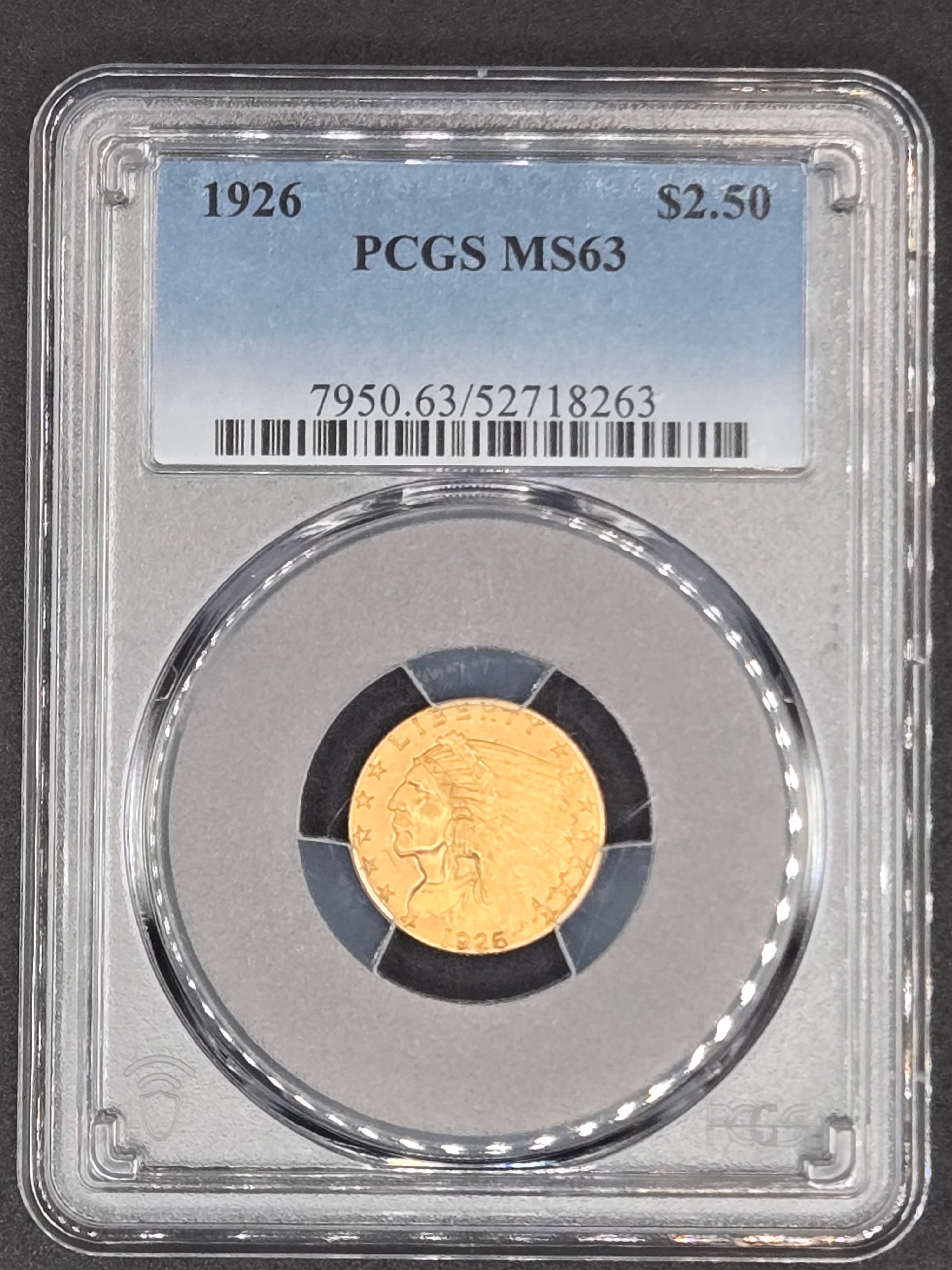 1926 $2.50 Indian Head Gold Quarter Eagle – PCGS MS63 – Pre-1933 U.S. Gold