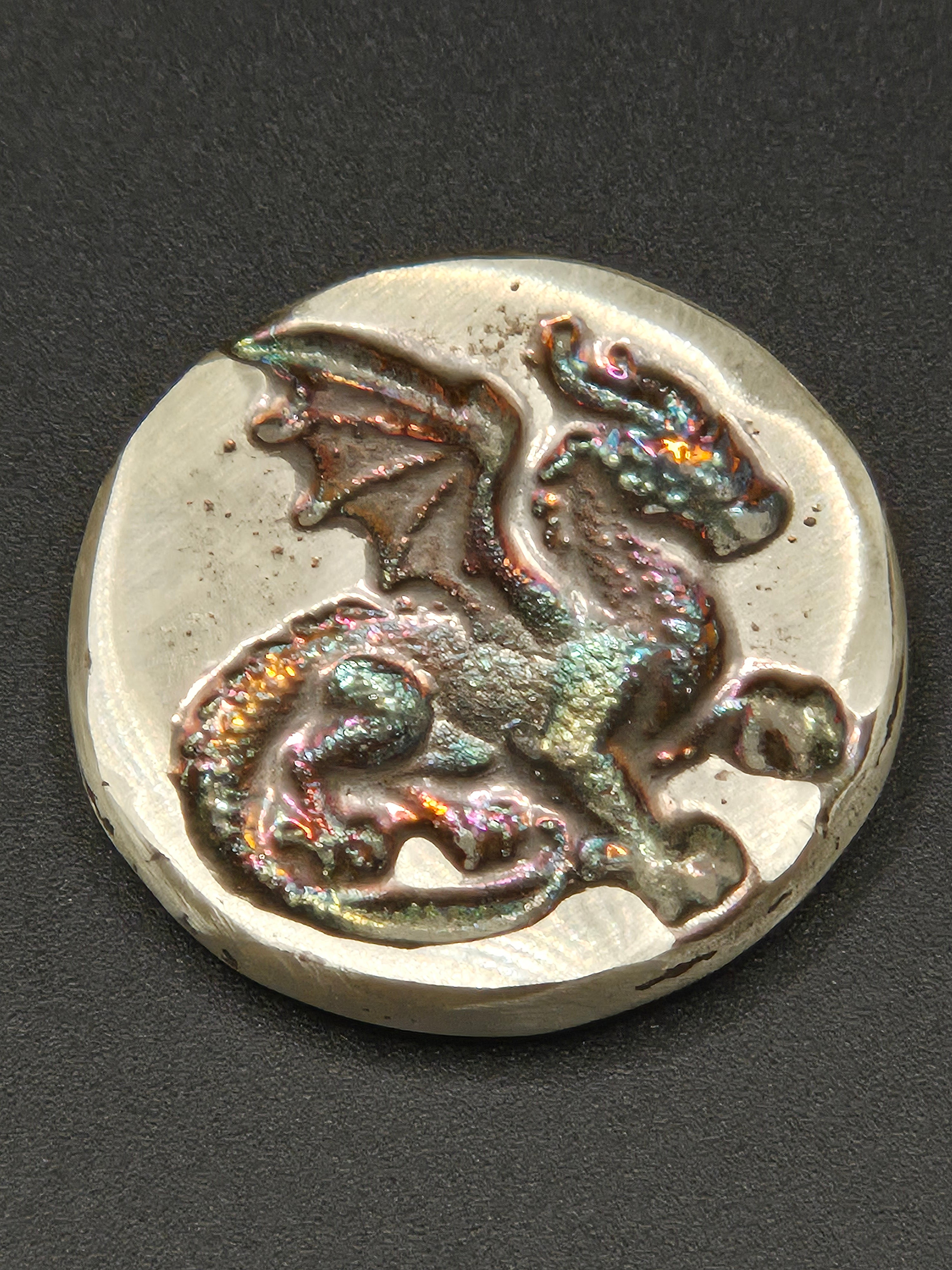 34.72g Hand Poured Silver Dragon Round – NabCoins Custom Pour