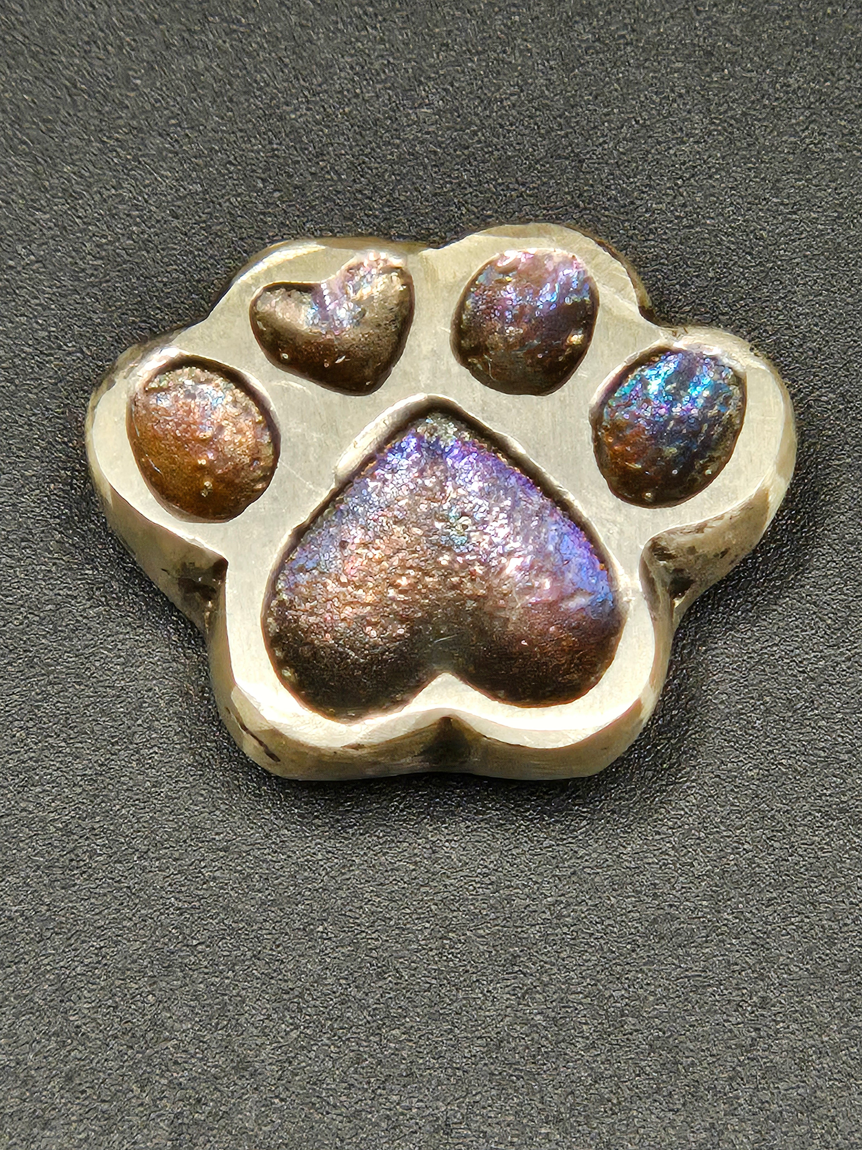 17.90g Hand Poured Silver Paw Print – NabCoins Custom Pour – Incuse Design – Patina Finish