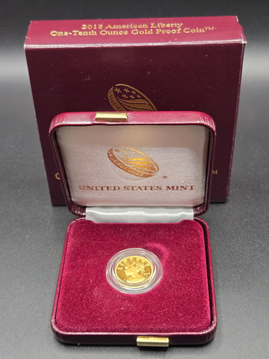 2018 American Liberty 1/10 oz Gold Proof Coin – U.S. Mint OGP – .9999 Fine Gold