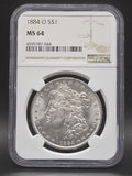 1884 United States Morgan Silver Dollar $1 Grade: MS 64