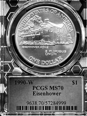 1990 W United States Eisenhower Commemorative Dollar $1 Grade: MS 70