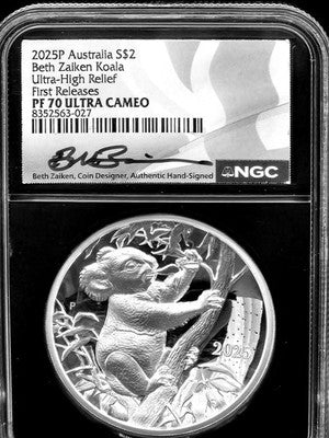 2025 Australia Koala Ultra-High Relief $2 Grade: PF 70 ULTRA CAMEO