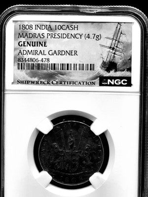 1808 India Madras Presidency 10 Cash Grade: GENUINE