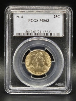 1914 United States Barber Quarter 25C Grade: MS 63