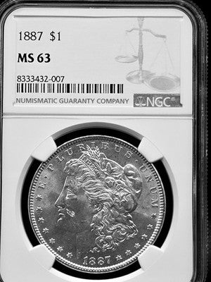 1887 United States Morgan Silver Dollar $1 Grade: MS 63