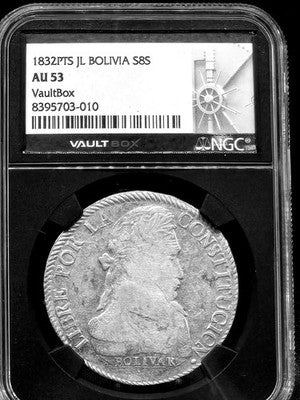 1832 PTS JL Bolivia Bolivian Silver Coin 8 Soles Grade: AU 53