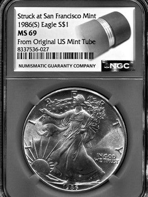 1986 United States American Silver Eagle $1 Grade: MS 69