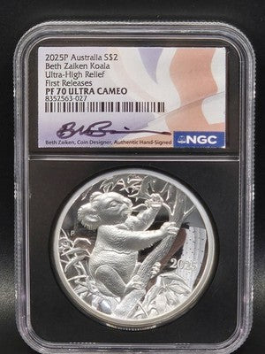 2025 Australia Koala Ultra-High Relief $2 Grade: PF 70 ULTRA CAMEO