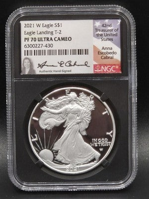 2021 United States American Silver Eagle $1 Grade: PF 70 Anna Cabral signature