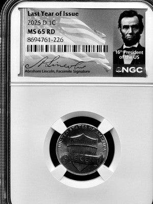 2025 United States Lincoln Shield Cent 1C Grade: MS 65 RD