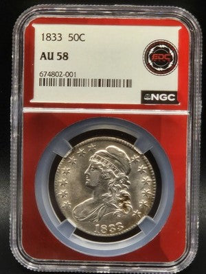 1833 United States Capped Bust Half Dollar 50C Grade: AU 58