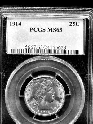 1914 United States Barber Quarter 25C Grade: MS 63