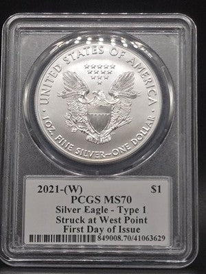 2021 United States American Silver Eagle $1 Grade: MS70