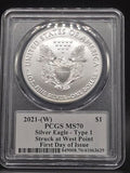 2021 United States American Silver Eagle $1 Grade: MS70