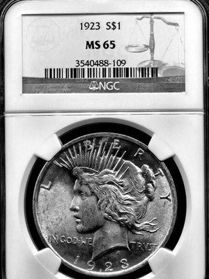 1923 United States Peace Dollar $1 Grade: MS 65