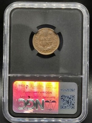 1872 United States Indian Head Cent 1C Grade: XF 45 BN