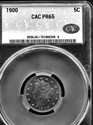 1900 United States Liberty Head Nickel 5C Grade: PR 65