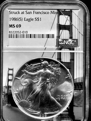 1986 United States American Silver Eagle $1 Grade: MS 69