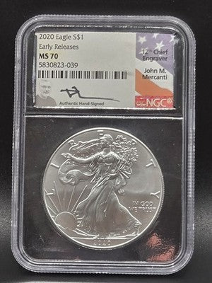 2020 United States American Silver Eagle $1 Grade: MS 70