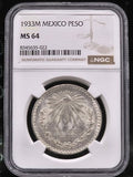 1933 M Mexico Peso 1 Peso Grade: MS 64