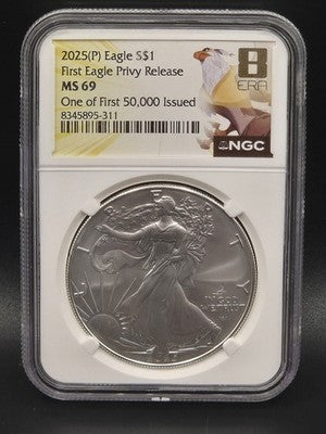 2025 United States American Silver Eagle $1 Grade: MS 69