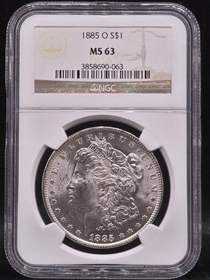 1885 O United States Morgan Silver Dollar $1 Grade: MS 63