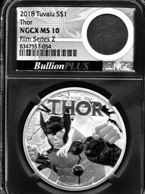 2018 Tuvalu Thor Coin $1 Grade: MS 10 Screen Worn Thor Cape Cut