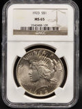 1923 United States Peace Dollar $1 Grade: MS 65