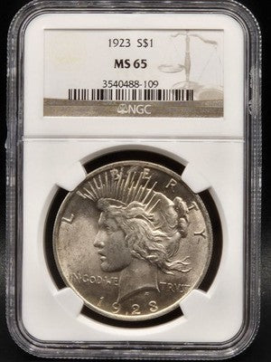 1923 United States Peace Dollar $1 Grade: MS 65