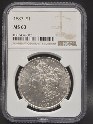 1887 United States Morgan Silver Dollar $1 Grade: MS 63