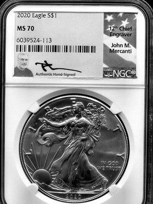 2020 United States American Silver Eagle $1 Grade: MS 70