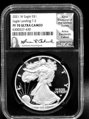2021 United States American Silver Eagle $1 Grade: PF 70 Anna Cabral signature
