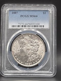 1887 United States Morgan Silver Dollar $1 Grade: MS 64