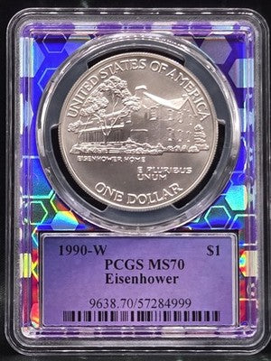 1990 W United States Eisenhower Commemorative Dollar $1 Grade: MS 70
