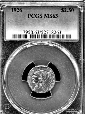 1926 United States Indian Head Gold Coin $2.50 Grade: MS 63