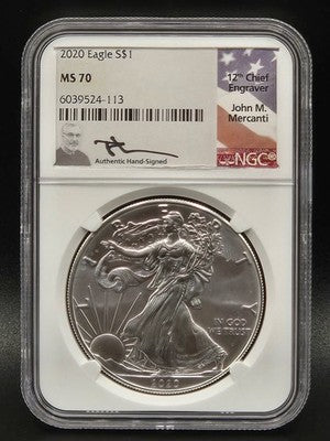 2020 United States American Silver Eagle $1 Grade: MS 70