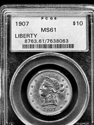 1907 United States Liberty Head Eagle $10 Grade: MS 61