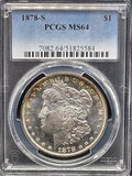 1878 S United States Morgan Silver Dollar $1 Grade: MS64