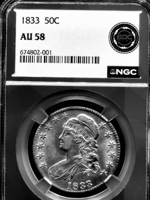 1833 United States Capped Bust Half Dollar 50C Grade: AU 58