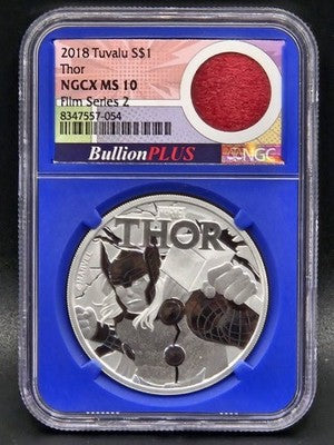 2018 Tuvalu Thor Coin $1 Grade: MS 10 Screen Worn Thor Cape Cut
