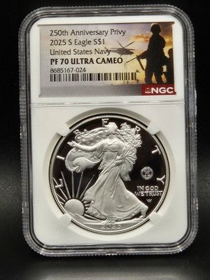2025 United States American Silver Eagle $1 Grade: PF 70