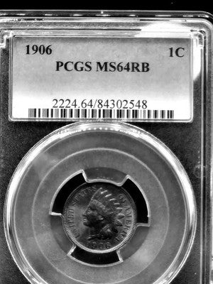 1906 United States Indian Head Cent 1C Grade: MS64RB