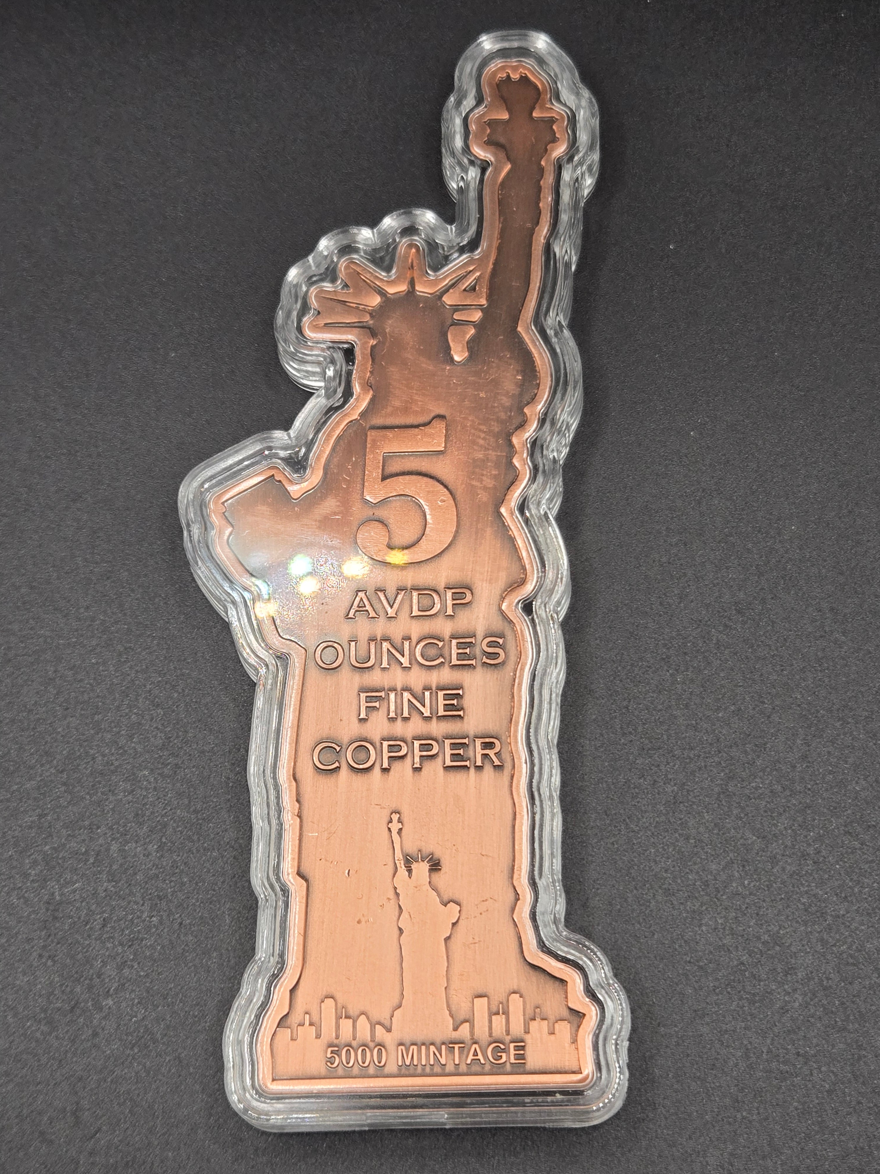 Statue of Liberty 5 oz Copper Bar – Colorized American Flag – Limited Mintage 5,000 – Capsule