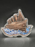 Titanic 5 oz Shaped Copper Round – Colorized RMS Titanic Design – .999 Fine Copper