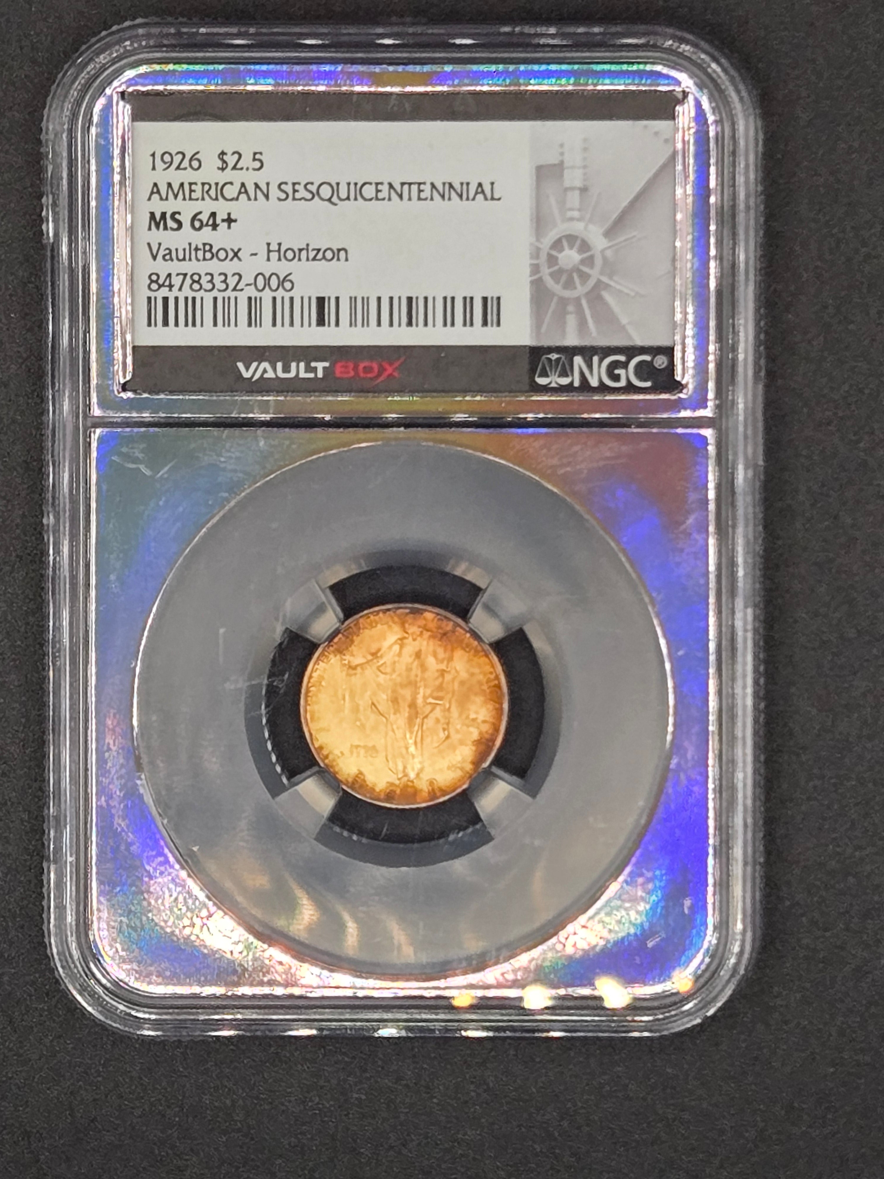 1926 $2.50 Gold American Sesquicentennial Commemorative – NGC MS64+ – VaultBox Horizon Label
