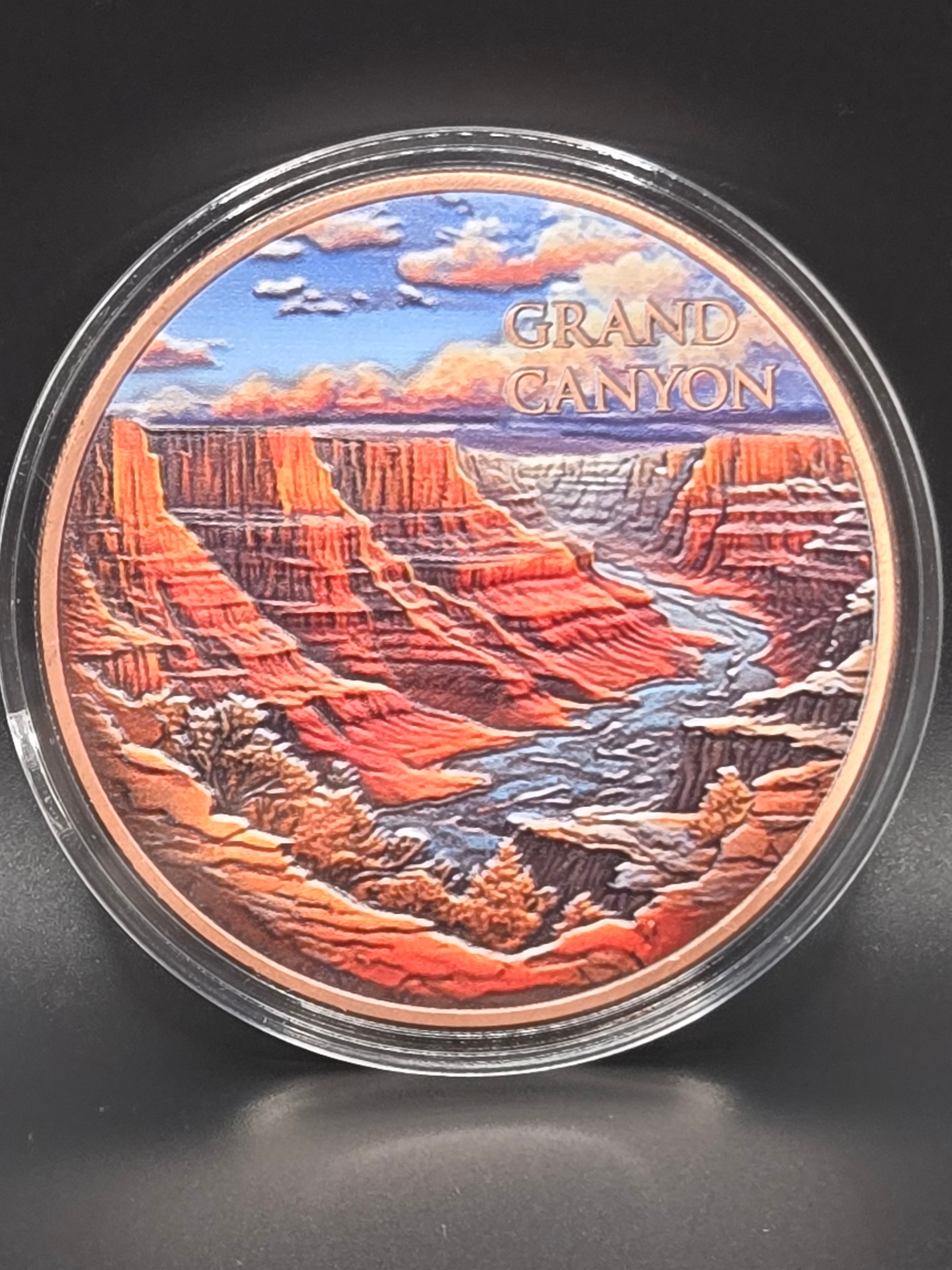 Grand Canyon 5 oz Copper Round – Natural Wonders Series – Colorized Scenic Design – .999 Fine Copper