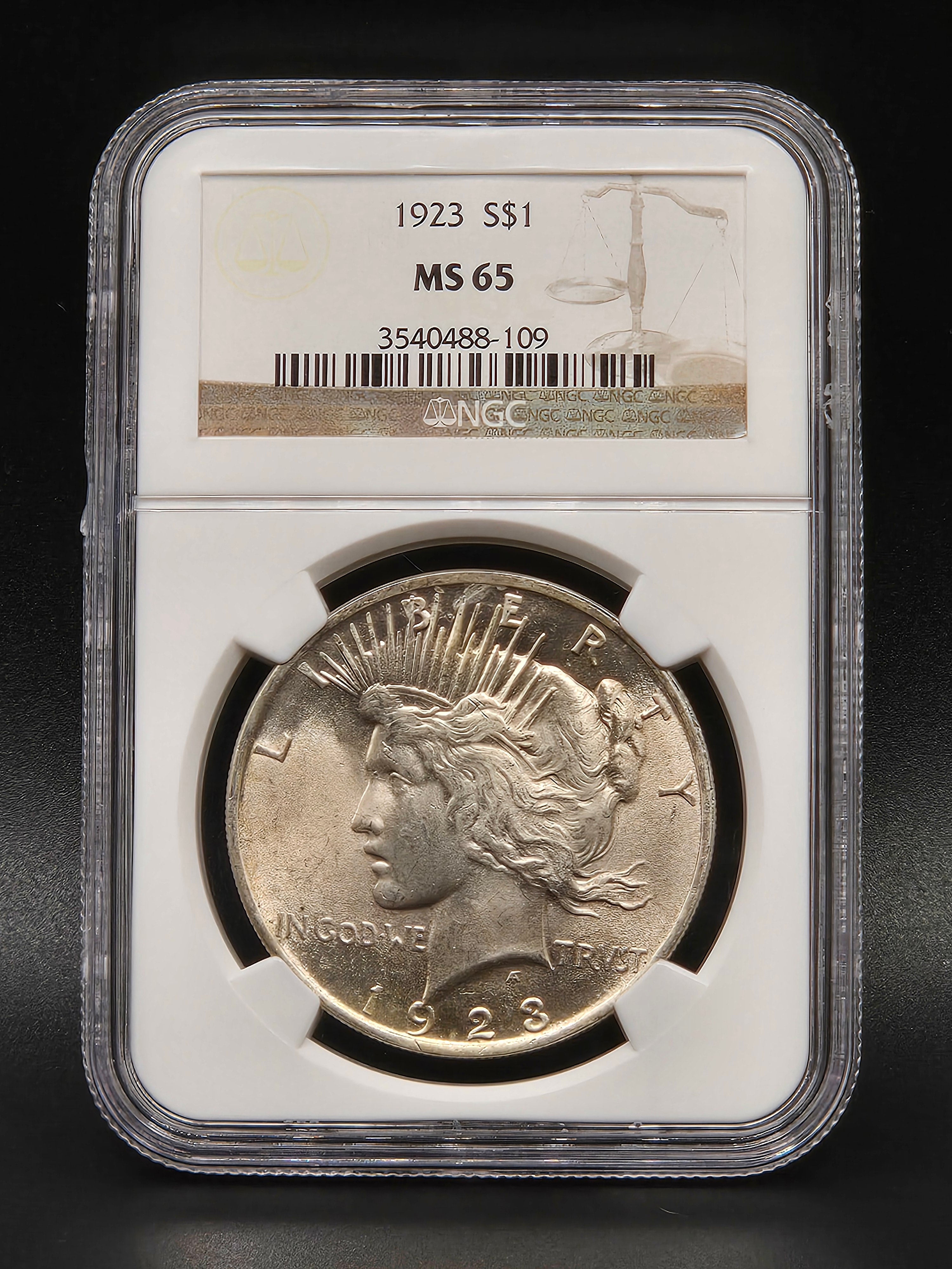 1923 Peace Dollar NGC MS65 Gem Uncirculated Silver Dollar