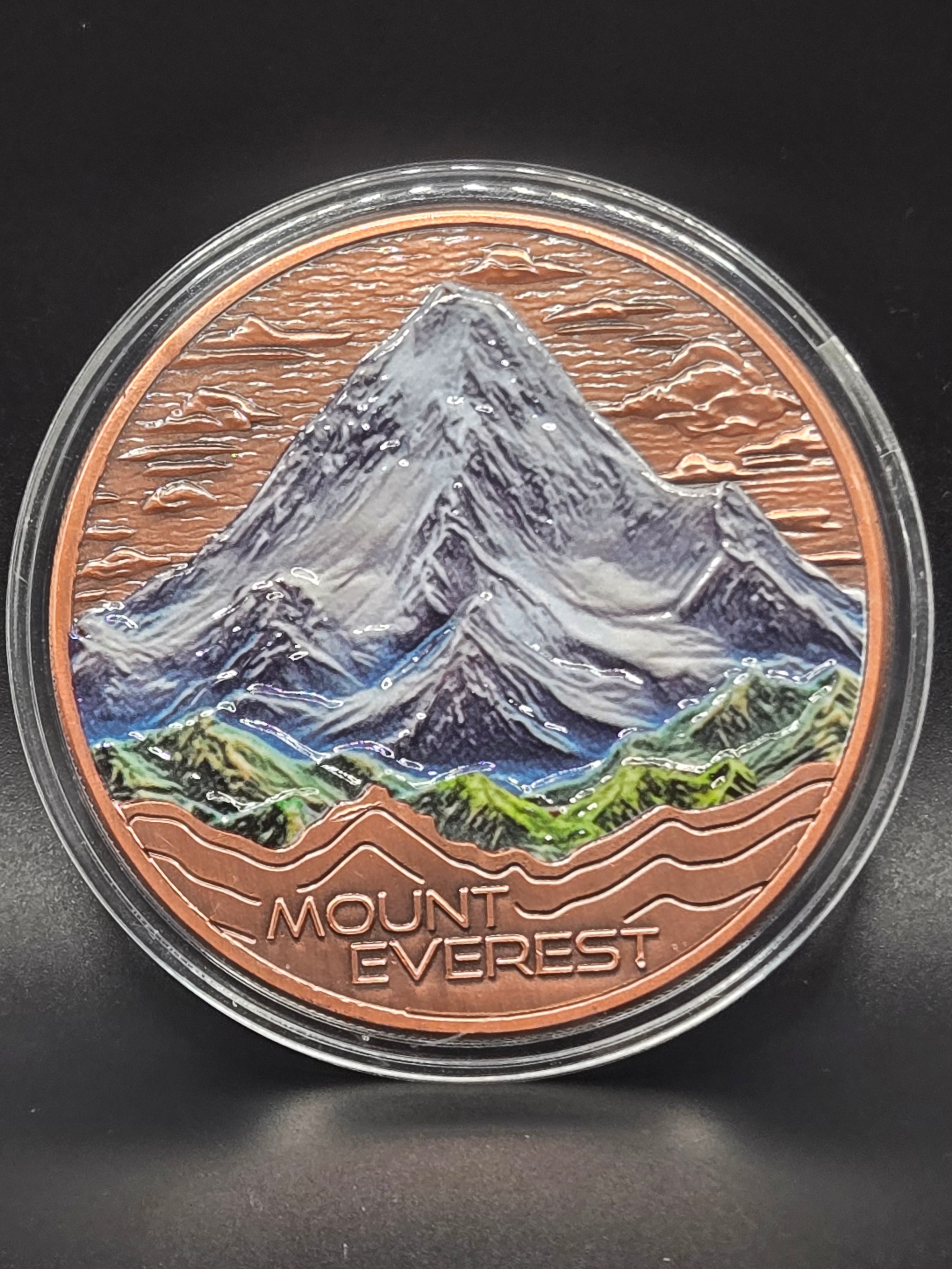 Mount Everest 5 oz Copper Round – Natural Wonders Series – Colorized Mountain Design – .999 Fine Copper